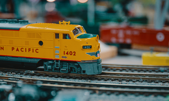 Close up of a model train on a track